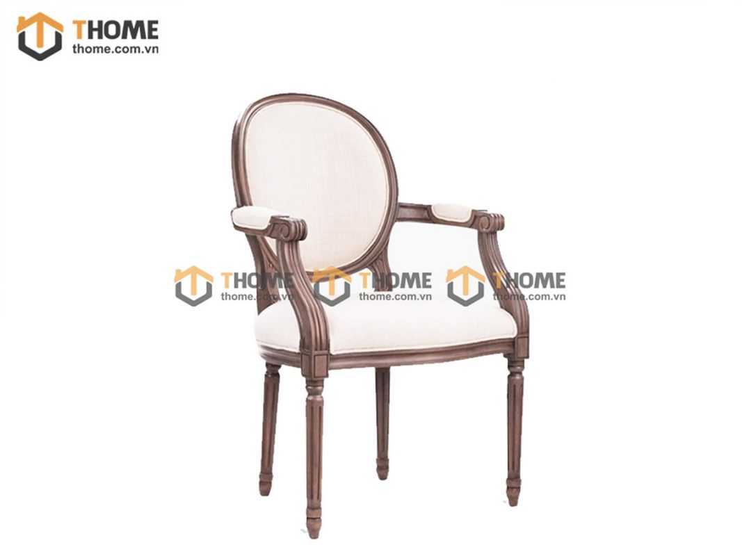 Ghế ăn gỗ sồi tự nhiên mặt nệm Louis có tay GHEMN-27SN