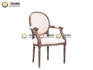 Ghế ăn gỗ sồi tự nhiên mặt nệm Louis có tay GHEMN-27SN