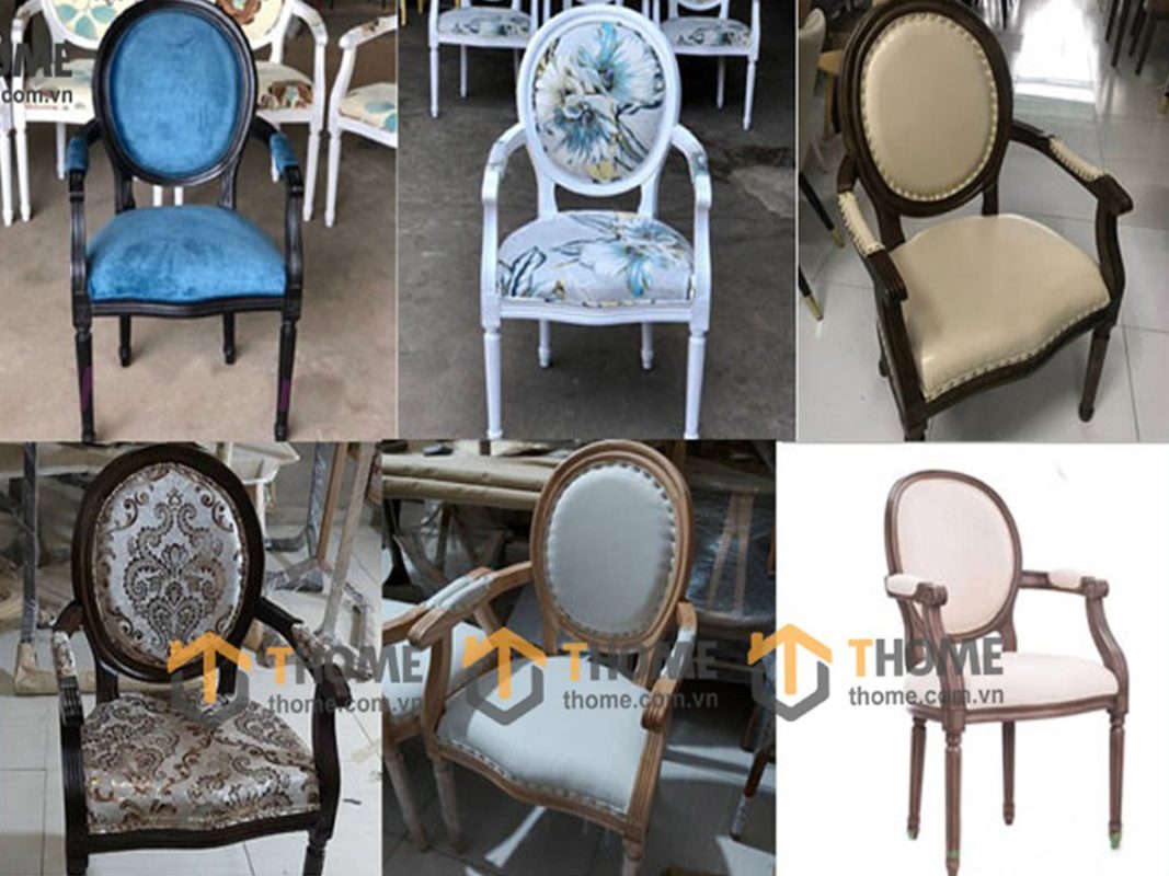 Ghế ăn gỗ sồi tự nhiên mặt nệm Louis có tay GHEMN-27SN