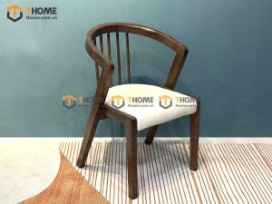 Ghế ăn gỗ sồi tự nhiên mặt nệm lưng cong 5 nan GHEMN-39SN