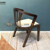 Ghế ăn gỗ sồi tự nhiên mặt nệm lưng cong 5 nan GHEMN-39SN