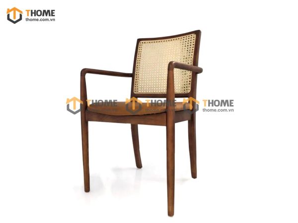 Ghế ăn gỗ sồi tự nhiên đan mây Mila mặt nệm tựa vuông màu tự nhiên GHEMM-08SN