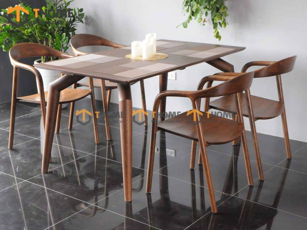Ghế ăn gỗ sồi tự nhiên mặt nệm Neva có tay GHEMN-10SN