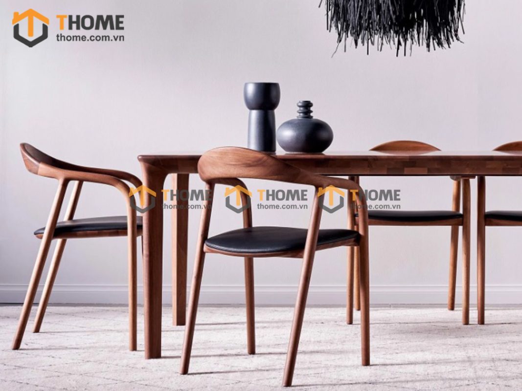 Ghế ăn gỗ sồi tự nhiên mặt nệm Neva có tay GHEMN-10SN