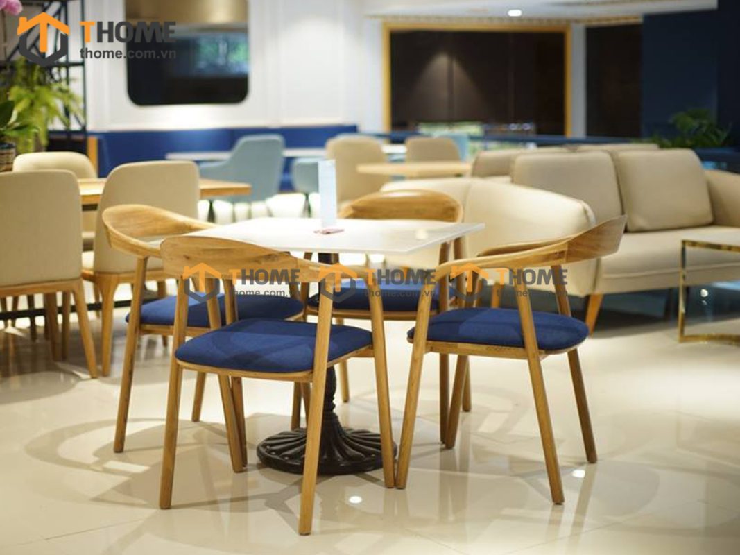 Ghế ăn gỗ sồi tự nhiên mặt nệm Neva có tay GHEMN-10SN