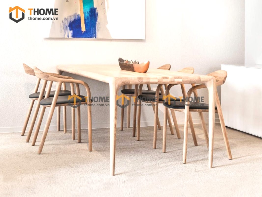 Ghế ăn gỗ sồi tự nhiên mặt nệm Neva có tay GHEMN-10SN