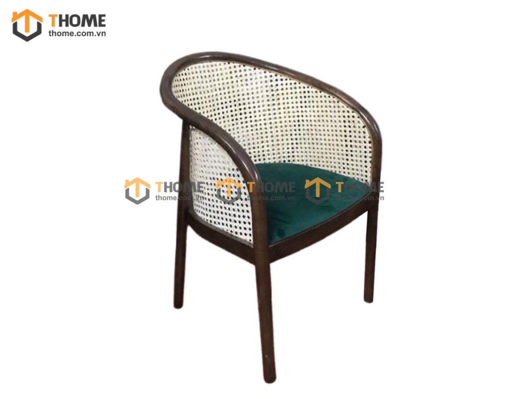 Ghế ăn gỗ sồi tự nhiên đan mây Neva tựa mây GHEMM-15SN