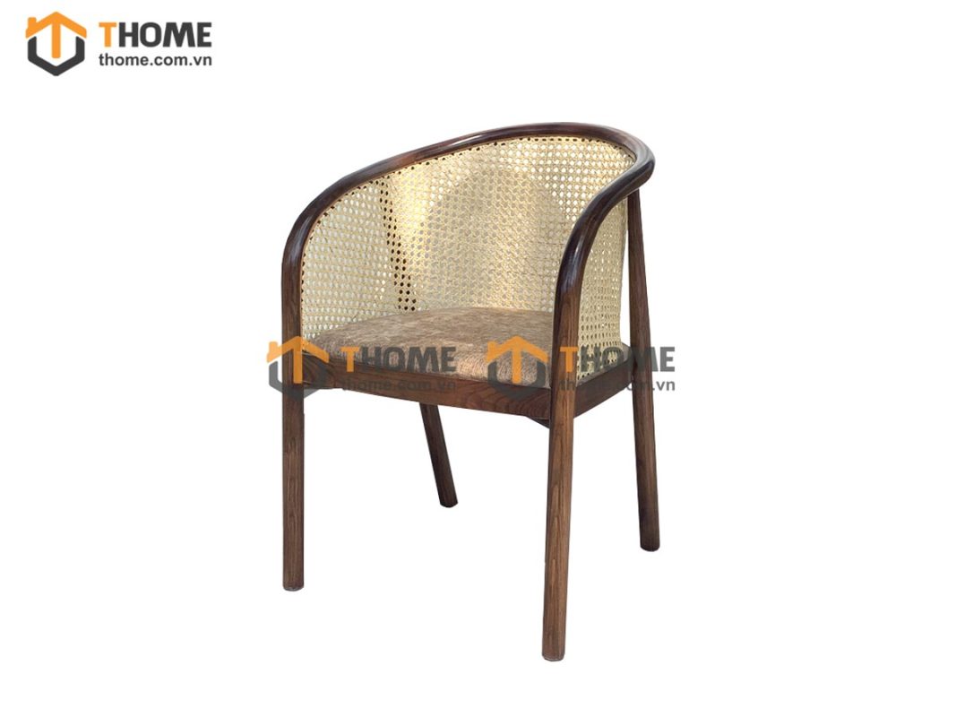 Ghế ăn gỗ sồi tự nhiên đan mây Neva tựa mây GHEMM-15SN