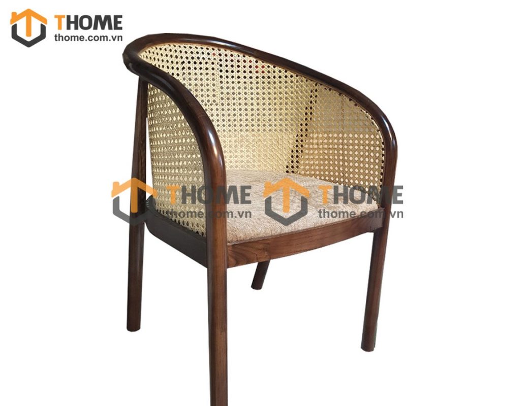 Ghế ăn gỗ sồi tự nhiên đan mây Neva tựa mây GHEMM-15SN