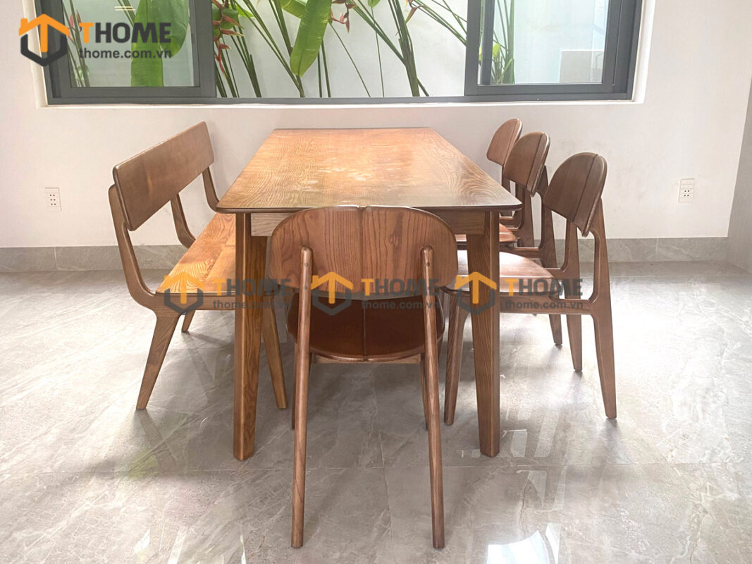Ghế ăn gỗ sồi tự nhiên OP màu óc chó GHEMG-12SN