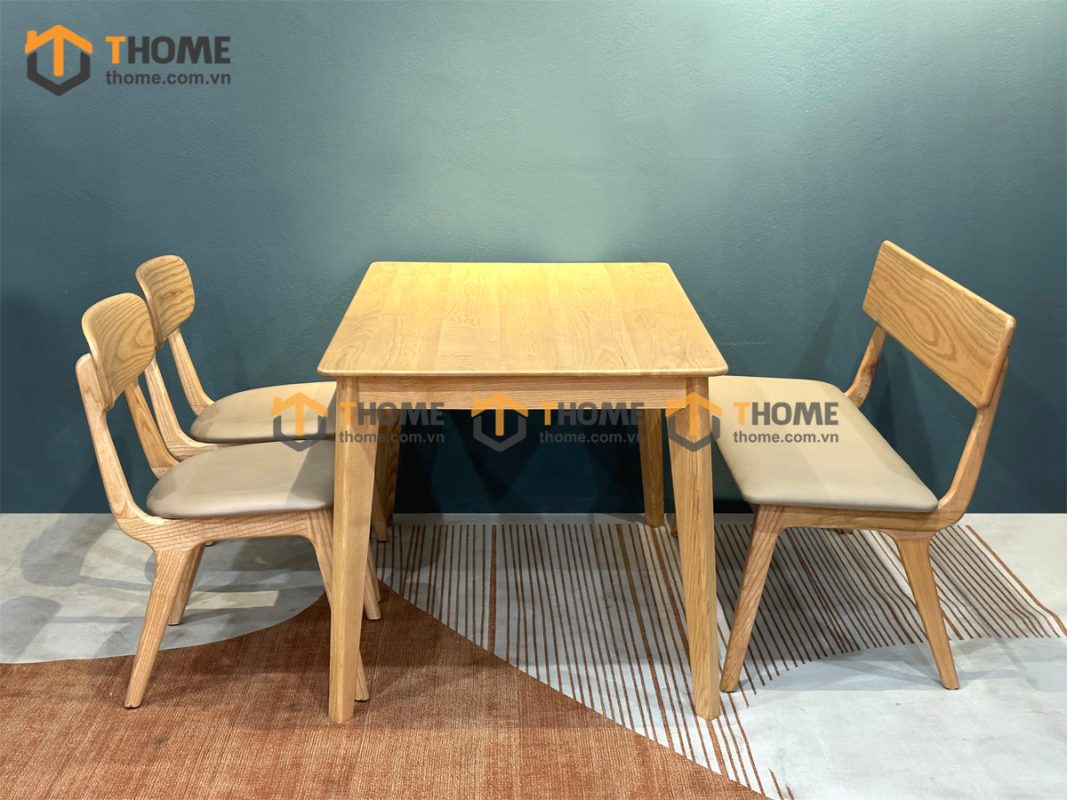 Ghế ăn gỗ sồi tự nhiên mặt nệm Rew màu tự nhiên GHEMN-37SN