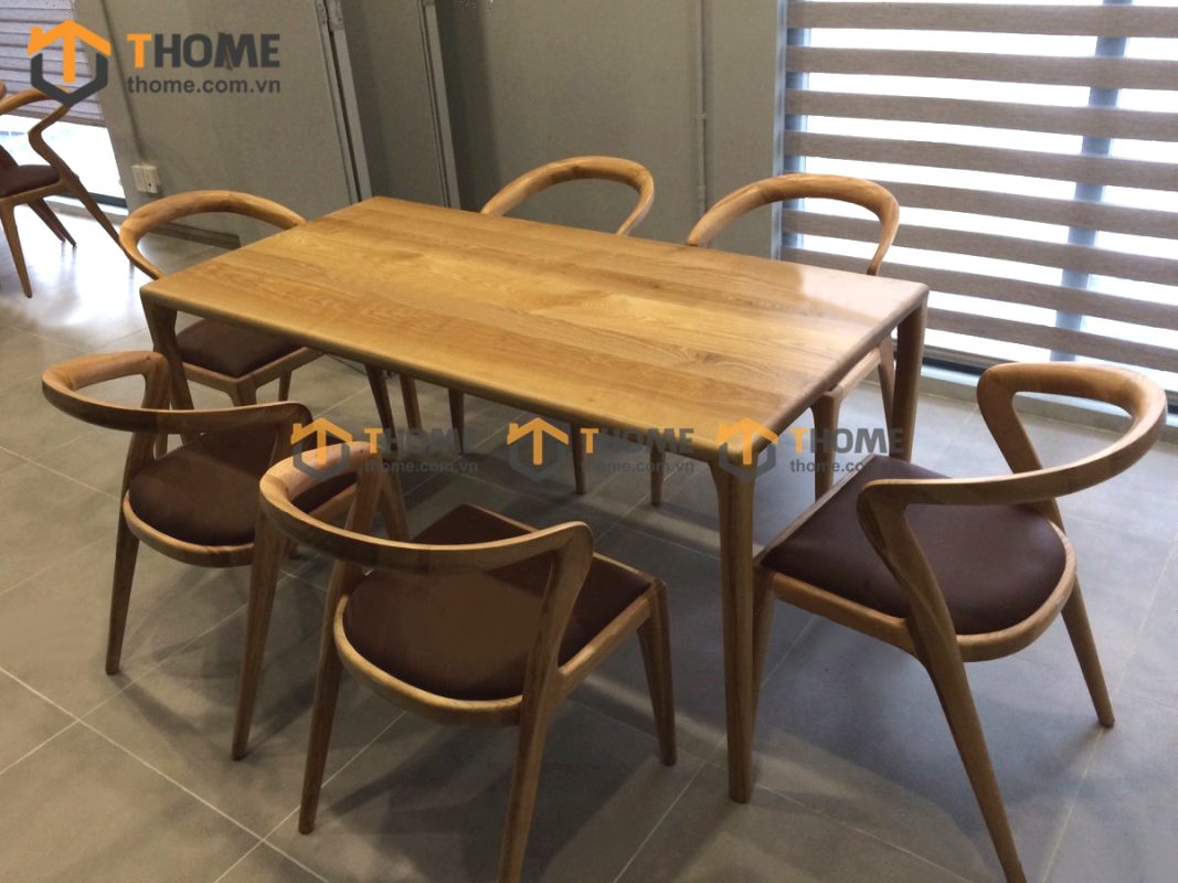 Ghế ăn gỗ sồi tự nhiên mặt nệm Salma GHEMN-09SN