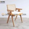 Ghế ăn gỗ sồi tự nhiên đan mây SH có tay GHEMM-14SN
