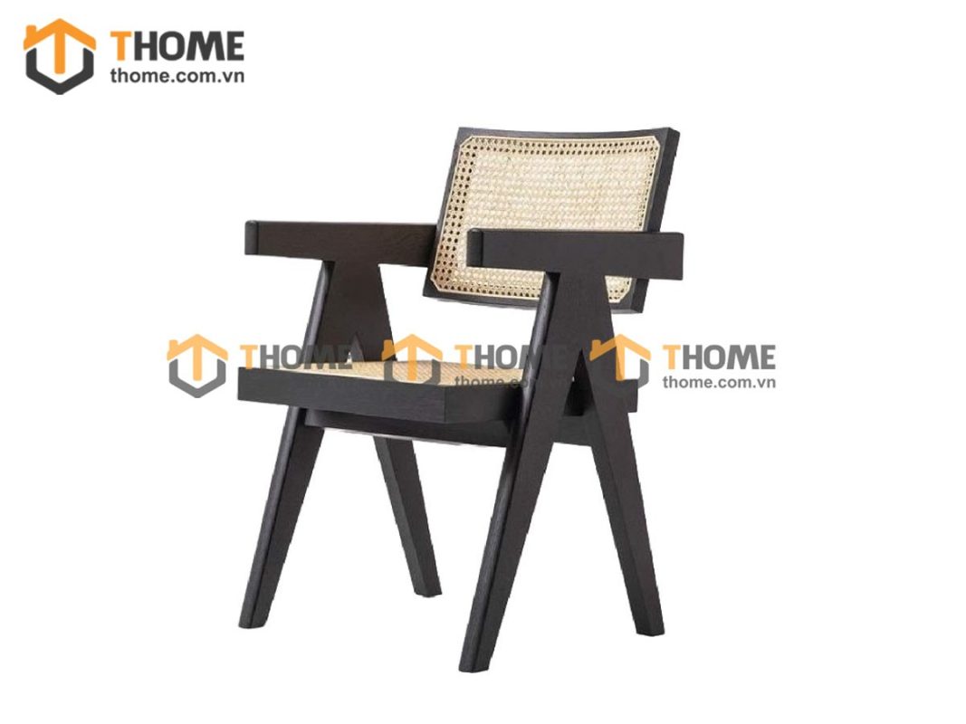 Ghế ăn gỗ sồi tự nhiên đan mây SH có tay GHEMM-14SN