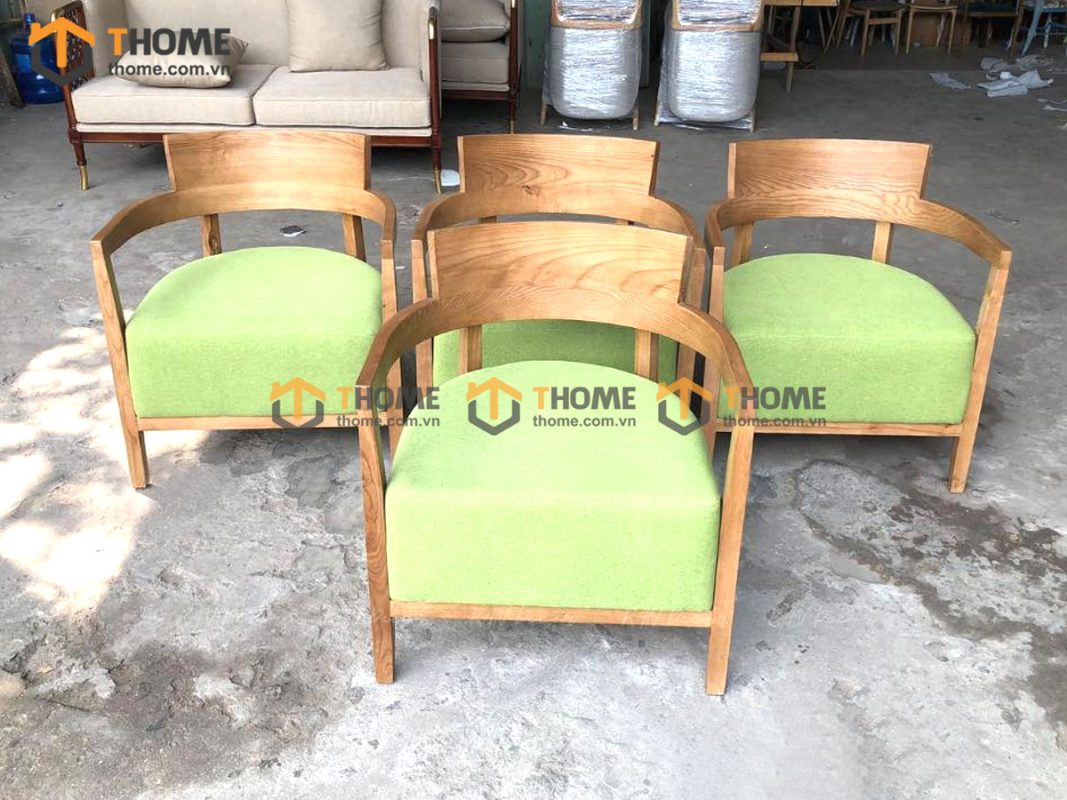 Ghế ăn gỗ sồi tự nhiên mặt nệm Starbuck có tay GHEMN-20SN