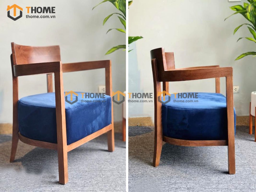 Ghế ăn gỗ sồi tự nhiên mặt nệm Starbuck có tay GHEMN-20SN