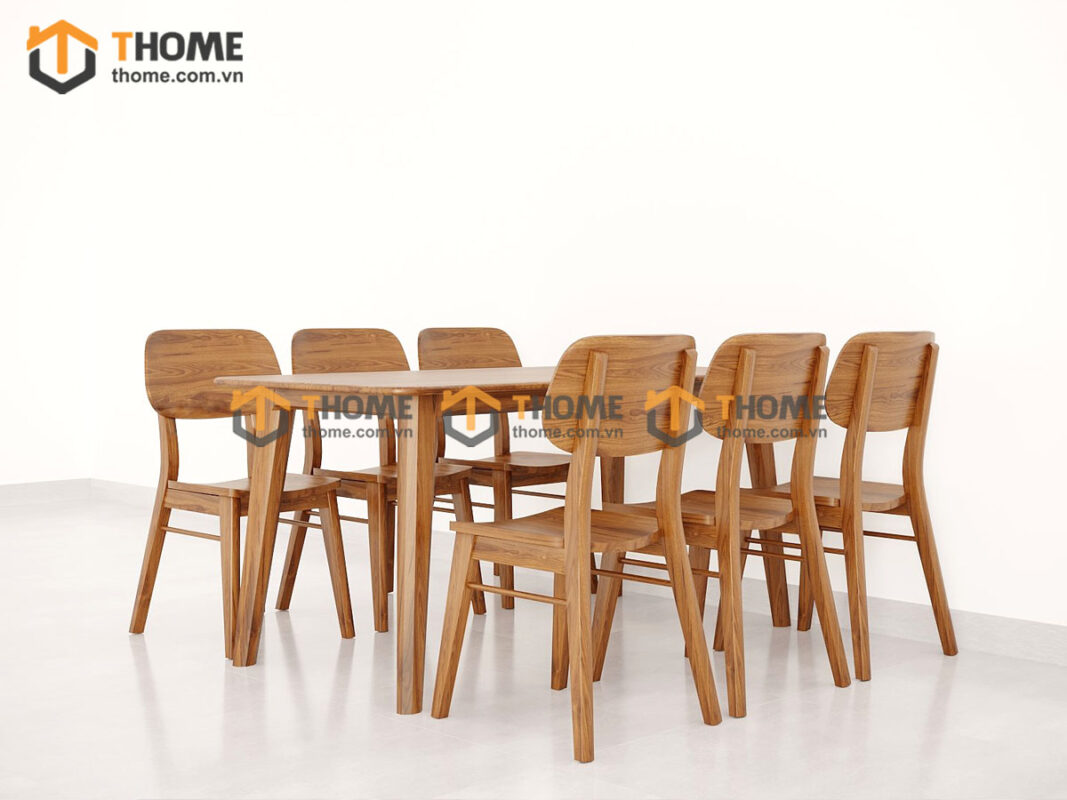 Ghế ăn gỗ sồi tự nhiên tai voi màu óc chó GHEMG-02SN