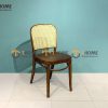 Ghế ăn gỗ sồi tự nhiên đan mây Thonet 811 mặt tròn gỗ tựa vòm màu óc chó GHEMM-06SN