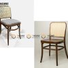 Ghế ăn gỗ sồi tự nhiên đan mây Thonet 811 mặt tròn gỗ tựa vòm màu óc chó GHEMM-06SN