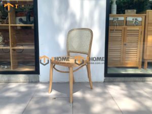 Ghế ăn gỗ sồi tự nhiên đan mây Thonet 811 mặt tròn gỗ tựa vòm màu tự nhiên GHEMM-05SN