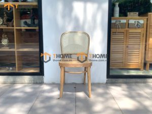 Ghế ăn gỗ sồi tự nhiên đan mây Thonet 811 mặt tròn gỗ tựa vòm màu tự nhiên GHEMM-05SN