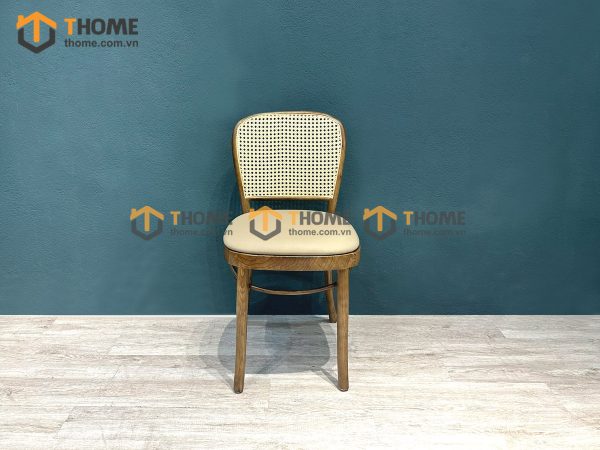 Ghế ăn gỗ sồi tự nhiên đan mây Thonet 811 mặt nệm tựa tròn GHEMM-07SN