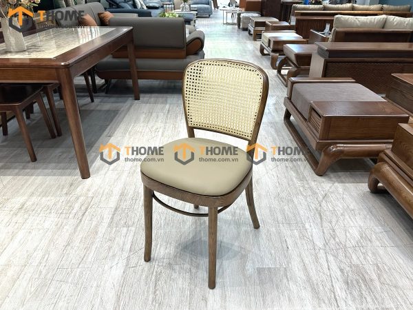 Ghế ăn gỗ sồi tự nhiên đan mây Thonet 811 mặt nệm tựa tròn GHEMM-07SN