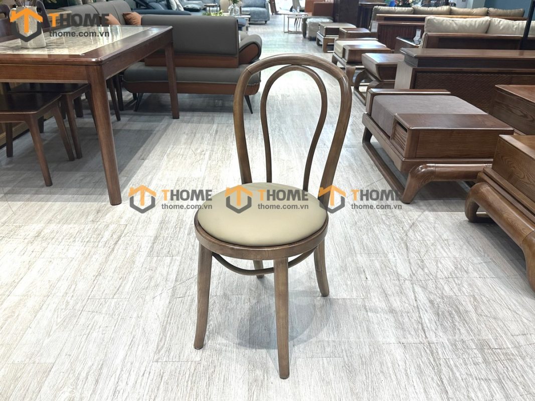 Ghế ăn gỗ sồi tự nhiên mặt nệm Thonet GHEMN-43SN