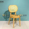Ghế ăn gỗ sồi tự nhiên đan mây Thonet mặt tròn gỗ tựa oval GHEMM-01SN