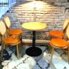 Ghế ăn gỗ sồi tự nhiên đan mây Thonet mặt tròn nệm tựa ovalGHEMM-02SN
