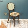 Ghế ăn gỗ sồi tự nhiên đan mây Thonet mặt tròn nệm tựa tròn GHEMM-03SN