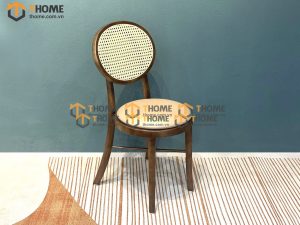 Ghế ăn gỗ sồi tự nhiên đan mây Thonet mặt tròn nệm tựa tròn GHEMM-03SN