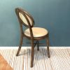 Ghế ăn gỗ sồi tự nhiên đan mây Thonet mặt tròn nệm tựa tròn GHEMM-03SN