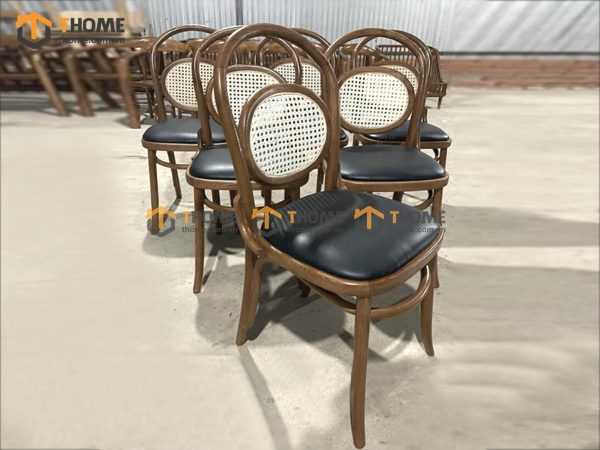 Ghế ăn gỗ sồi tự nhiên đan mây Thonet No11 mặt nệm tựa mây GHEMM-19SN