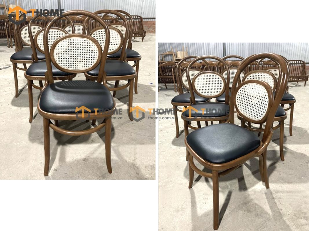 Ghế ăn gỗ sồi tự nhiên đan mây Thonet No11 mặt nệm tựa mây GHEMM-19SN