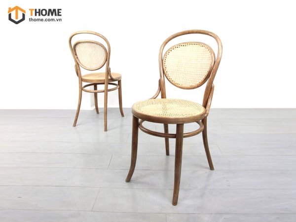 Ghế ăn gỗ sồi tự nhiên đan mây Thonet No15 mặt mây tựa mây GHEMM-18SN