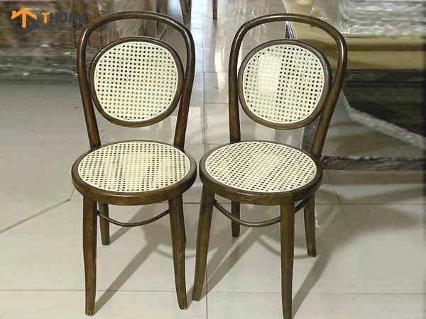 Ghế ăn gỗ sồi tự nhiên đan mây Thonet No15 mặt mây tựa mây GHEMM-18SN