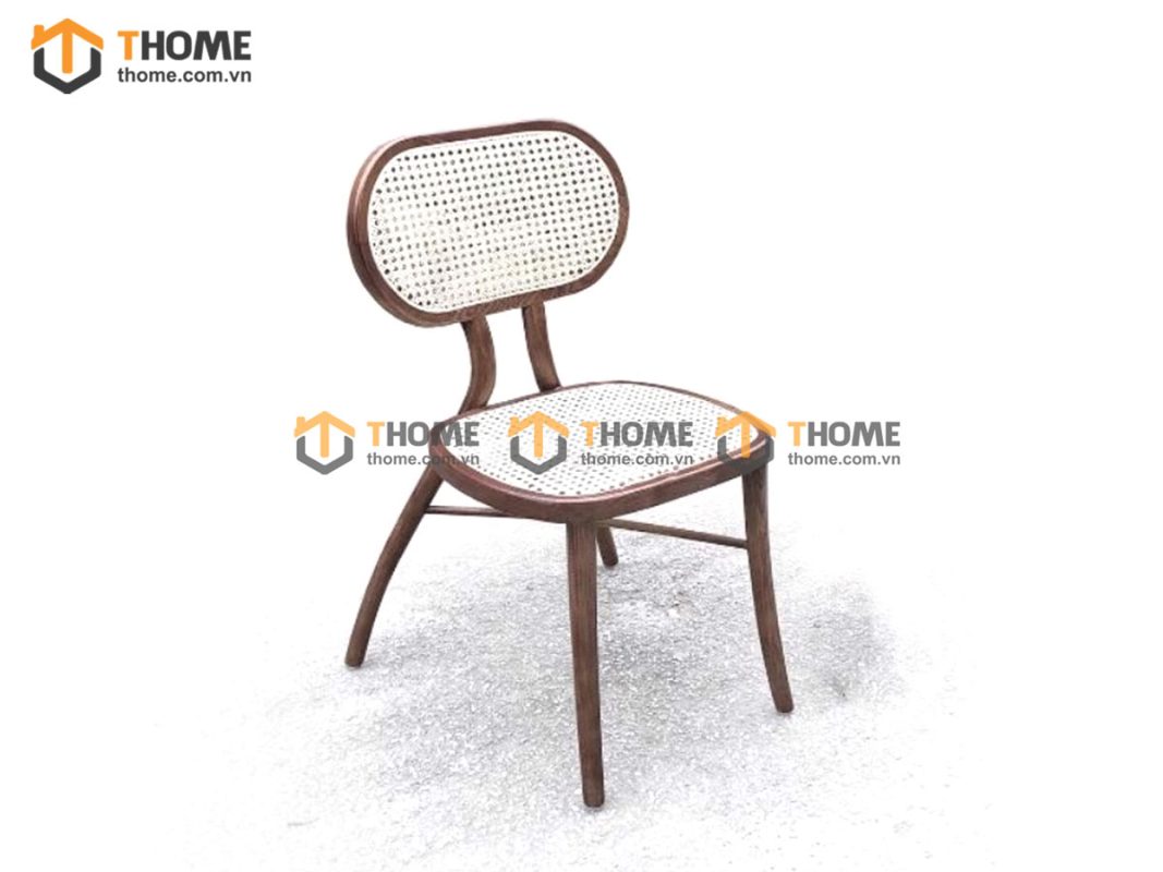 Ghế ăn gỗ sồi tự nhiên đan mây Viena mặt mây tựa oval GHEMM-11SN