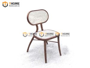 Ghế ăn gỗ sồi tự nhiên đan mây Viena mặt mây tựa oval GHEMM-11SN