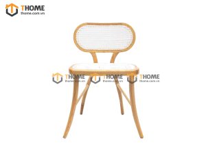 Ghế ăn gỗ sồi tự nhiên đan mây Viena mặt mây tựa oval GHEMM-11SN