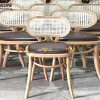 Ghế ăn gỗ sồi tự nhiên đan mây Viena mặt mây tựa oval GHEMM-11SN