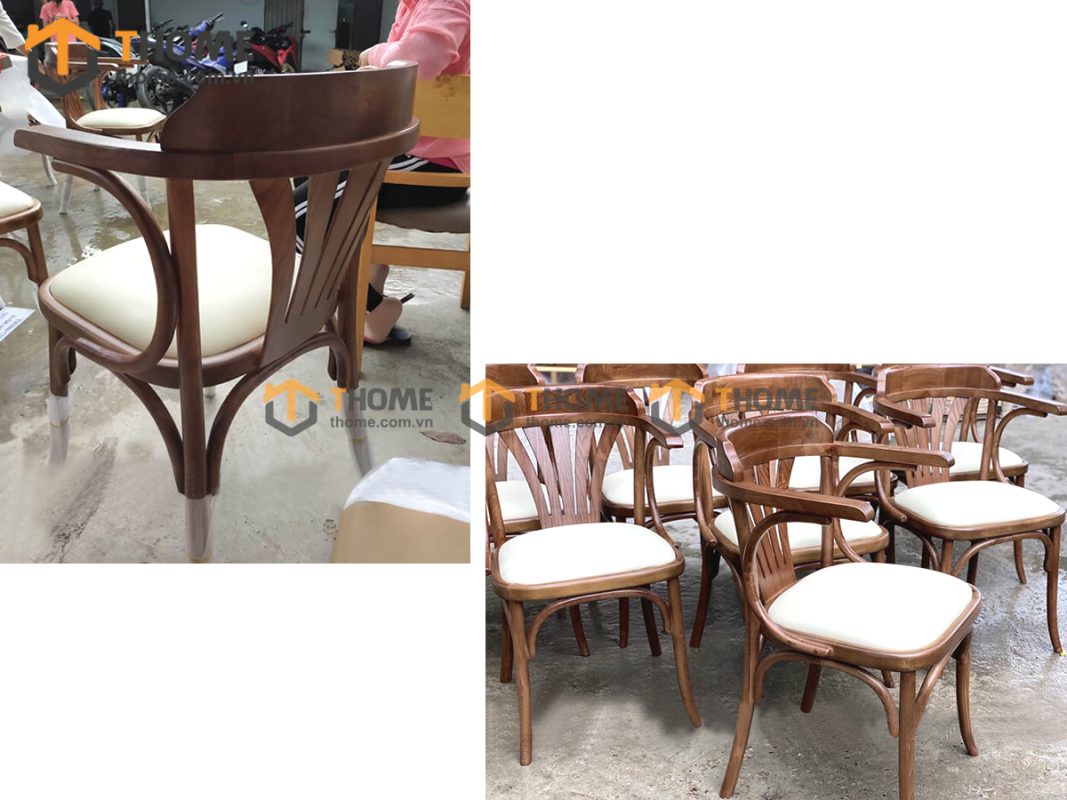 Ghế ăn gỗ sồi tự nhiên mặt nệm vương miện GHEMN-29SN