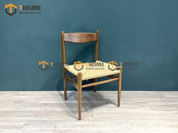Ghế ăn gỗ sồi tự nhiên đan cói Wishbone vuông CH36 GHEMC-03SN