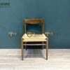 Ghế ăn gỗ sồi tự nhiên đan cói Wishbone vuông CH36 GHEMC-03SN