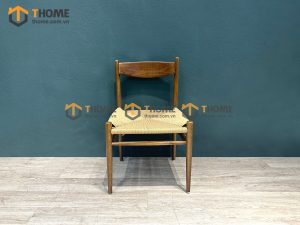 Ghế ăn gỗ sồi tự nhiên đan cói Wishbone vuông CH36 GHEMC-03SN