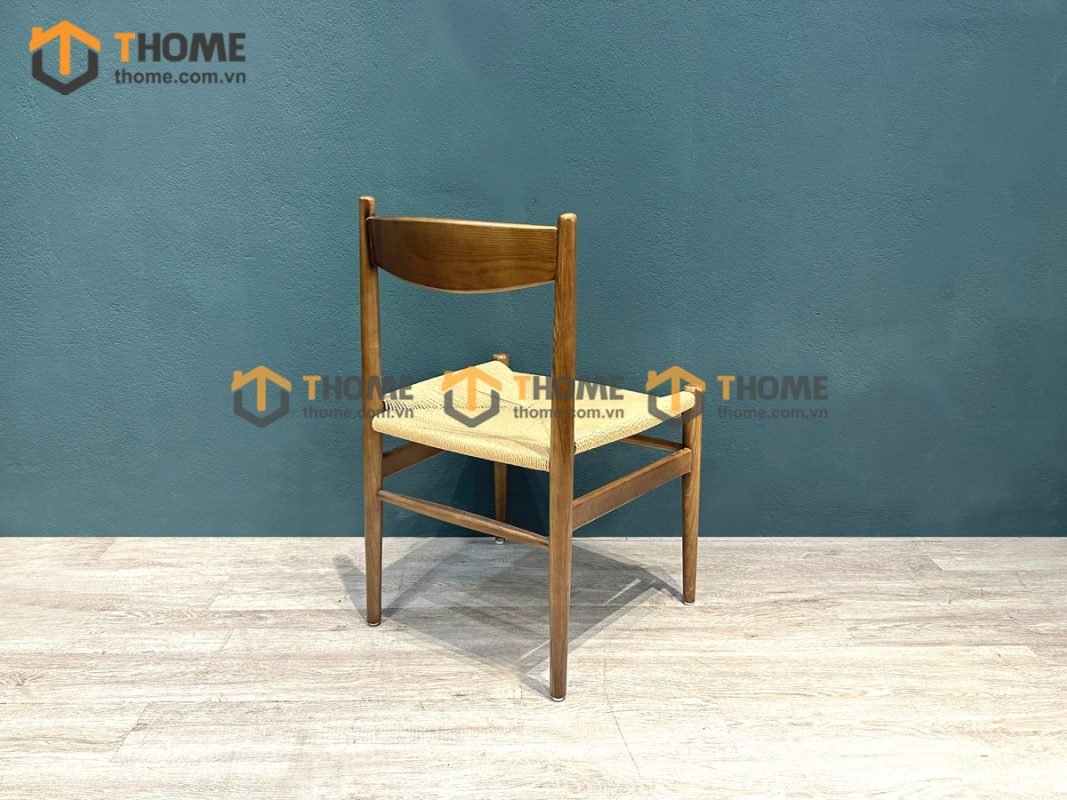 Ghế ăn gỗ sồi tự nhiên đan cói Wishbone vuông CH36 GHEMC-03SN