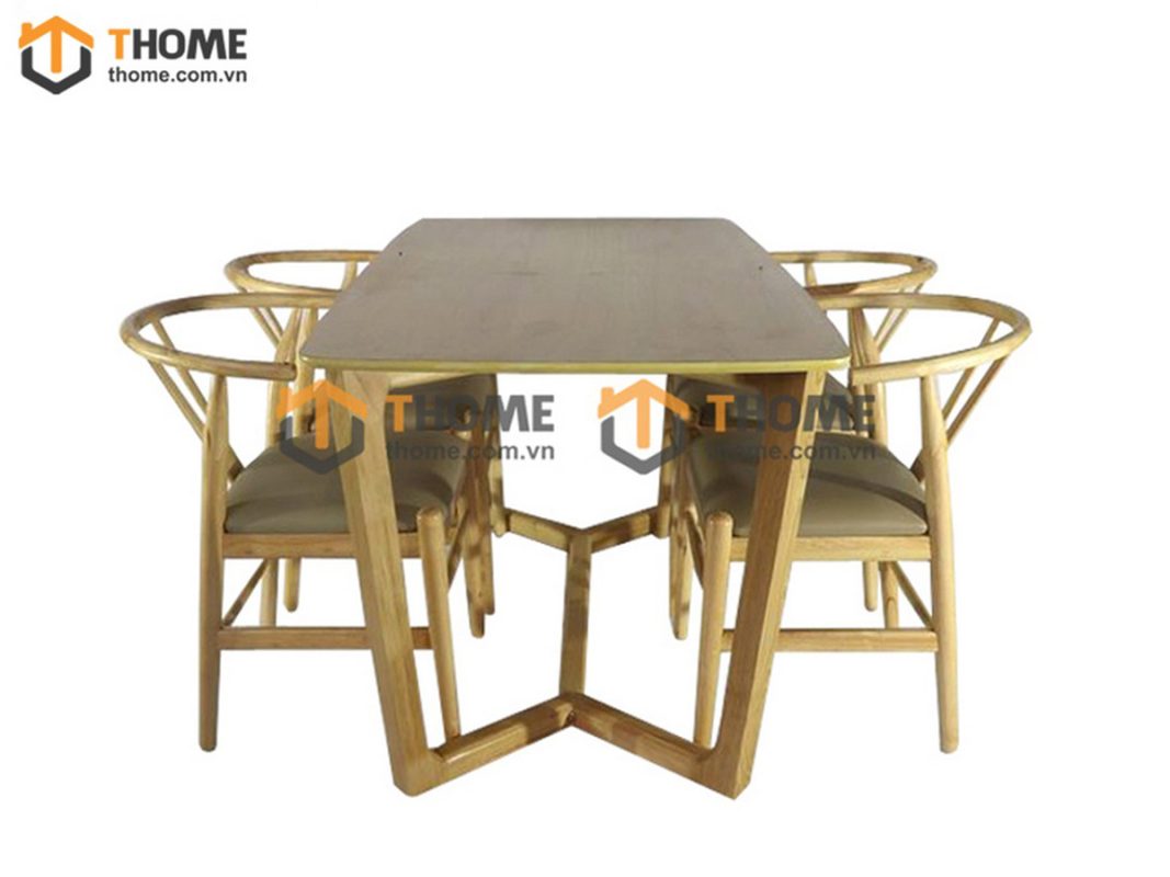 Ghế ăn gỗ sồi tự nhiên mặt nệm Wishbone GHEMN-33SN