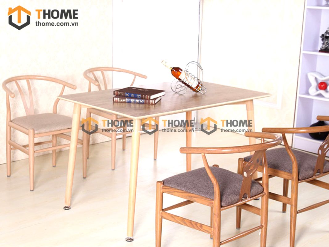 Ghế ăn gỗ sồi tự nhiên mặt nệm Wishbone GHEMN-33SN