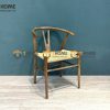 Ghế ăn gỗ sồi tự nhiên đan cói Wishbone màu óc chó GHEMC-02SN