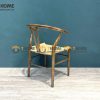 Ghế ăn gỗ sồi tự nhiên đan cói Wishbone màu óc chó GHEMC-02SN